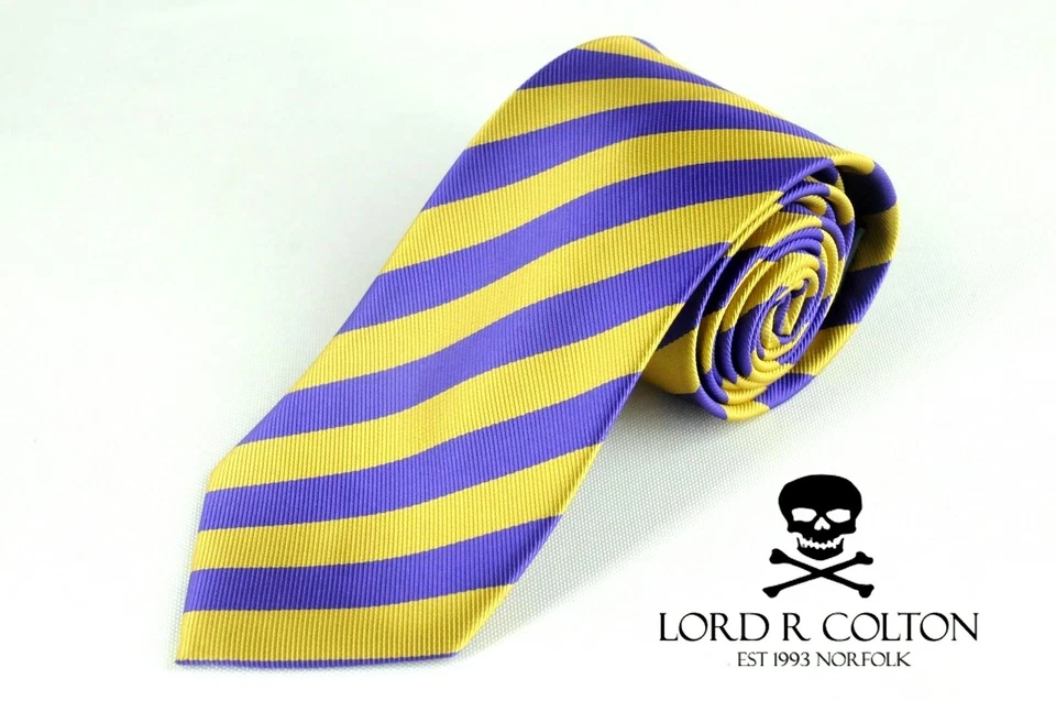 Corbata a rayas universitaria Lord R Colton - Corbata púrpura y dorada - $95 venta al por menor nueva Foto 1 de 1