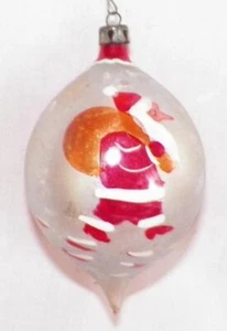 Mercury Glass Christmas Ornament Santa Claus Silver Red Gold Oval Poland #299 - Picture 1 of 4
