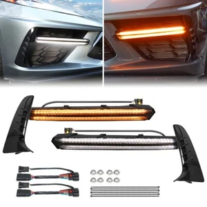 Barra de luz de circulación diurna DRL giro dinámico con bisel de rejilla para Corvette C8 20-23 - Imagen 1 de 9