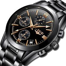 LIGE Men Sport Watch Luxury Steel Male Business Roman Numeral Quartz Wristwatch