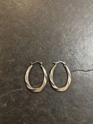 RL ISRAEL 10k Wavy White Gold OVAL Hoop EARRINGS - Image 1 of 4