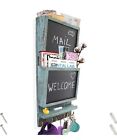 Rustic 2-Slot Mail Sorter Organizer for Wall with Chalkboard Surface & 3 Double