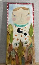 Faith’s Crow Folk Art Painting Reclaimed Wood By Annette Harford Girl Village