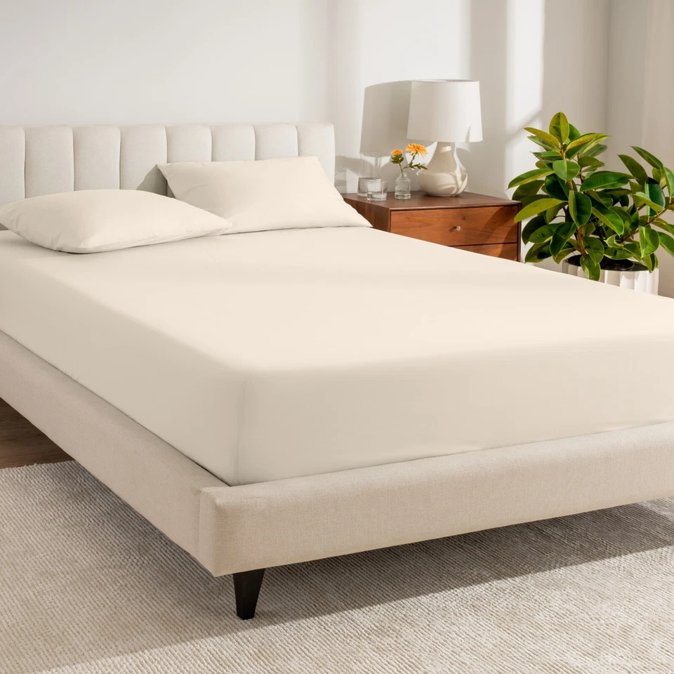 Sábana bare Home de algodón orgánico percal ajustada - 260 hilos Foto 1 de 4