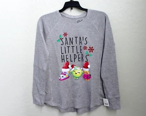 Shopkins Long Sleeves Santa's Little Helper Sparkles T-Shirt Gray Size XL 14-16 - Picture 1 of 4