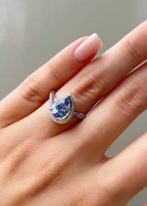 1.20CT Pear Shape Halo & Pave Lab Grown Diamond Engagement Ring ๐ 14KT Gold - Picture 1 of 7