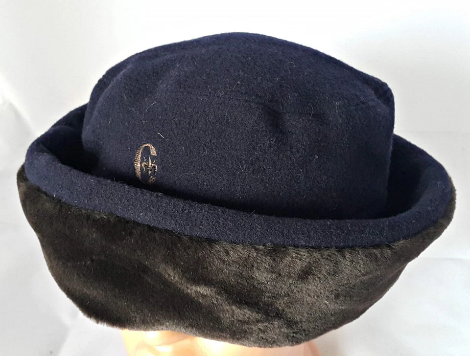 ВИНТАЖНЫЙ CONTE ИЗ FLORENCE СИНИЙ ШЕРСТИ СМЕСЬ ЖЕНЩИН ВЕДРО ШЛЯПА РАЗМЕР: US7 1/8; EU57 - Изображение 1 из 4