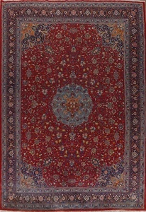 Vintage Floral Sarouk Hand-knotted 10'x13' Area Rug For Dining Room Large Carpet - Picture 1 of 12
