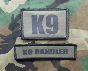 K9 Handler OD Green Patch 2 Piece Set Sheriff SWAT Border Patrol Police - Picture 1 of 5