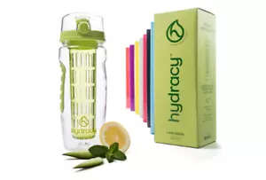 Hydracy Fruit Infuser Water Bottle 32 oz Sports Bottle Time Marker Green Lime - Picture 1 of 6