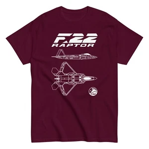 F-22 Raptor Fighter Jet Sleek Form T-Shirt – Profile & Top View - Picture 1 of 24