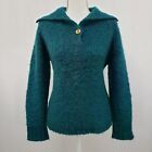 Vintage 1960s Polo Sweater by Mirsa Made in Italy Knit Marled Green Wool 44 M L