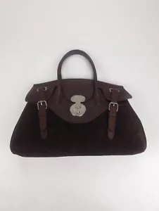 RARE! RALPH LAUREN Ricky Satchel Tote Brown Suede Leather Bag Italy - Picture 1 of 18