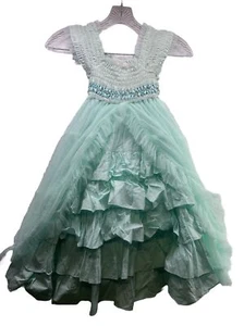 Luna Luna Copenhagen Girls Size 8 Clara Dress Ruffle Tulle Overlay A Line Aqua - Picture 1 of 15