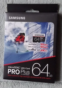 BRAND NEW Samsung MB-MD64DA/AM Pro Plus 64GB MicroSDXC Memory Card - 95MB/s Read - Picture 1 of 4