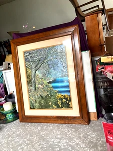 FOIL ART ENGLAND F.J.WARREN LTD. / DUFEX cottage at the lake SOLID WOOD FRAME - Bild 1 von 6