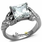 Women's 3.09 Ct Princess Cut Zirconia Stainless Steel Engagement Ring Size 5-10