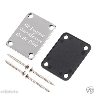 Custom Engraved Etched CHROME PLATED Guitar Neck Plate Personalized Fit Fender - Picture 1 of 20