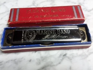 Vintage HOHNER MARINE BAND Mundharmonika - 12 Loch Schlüssel "C" mit Originalkarton - Bild 1 von 12