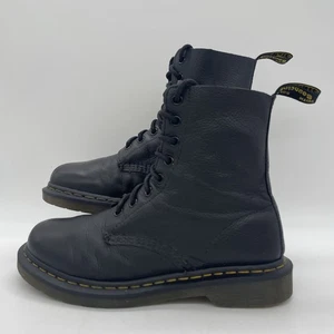 Dr. Martens Womens 8 Boots Pascal Soft Leather Black Punk OG Docs Air Cushion - Picture 1 of 14