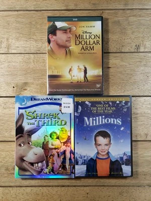 📀 Million Dollar Arm / Shrek the Third / Millions (DVD) Family Bundle - NEW - Image 1 of 4