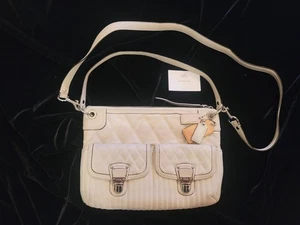 Coach Ledertasche Mohn gesteppt kreidefarben/elfenbeinfarben mit Umhängegurt *wunderschön* - Bild 1 von 18