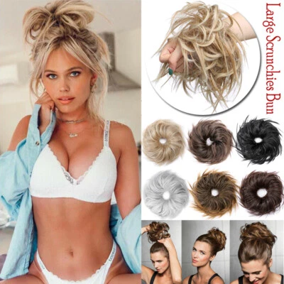 Messy Bun Hair Piece Real as Human Scrunchies Updo Hair Extensions Ombre Natural - Image 1 of 4