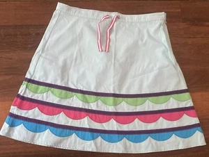Mini Boden Blue Cotton Skirt Adjustable Waist Lined Scalloped Trim Size 13/14 Yr - Picture 1 of 9