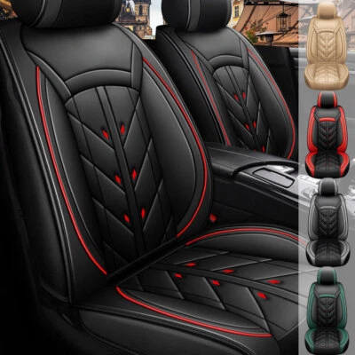Universal Deluxe PU Leather 5-Seats Car Seat Cover Front Rear Cushion Full Set Foto 1 de 4