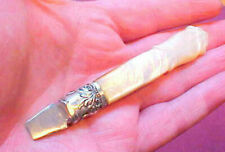 Victorian Genuine Carved MOP Mother of Pearl Handle Pocket Knife Pick Opener