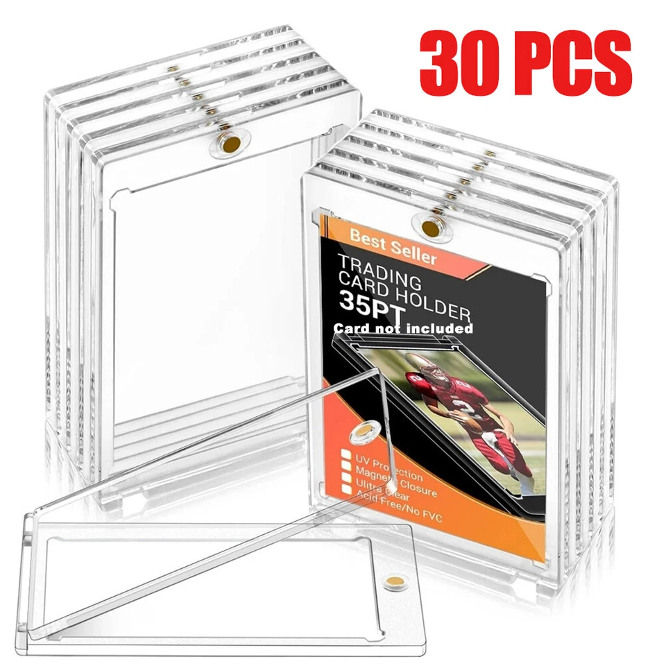 TRUSTEDPLCSUPPLIER 30 Pack Magnetic Trading Sports Card Holders 35pt One-Touch Hard UV Protection⭐