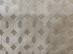 Geo Cut Velvet Pearl Fabric Upholstery  - Picture 1 of 3