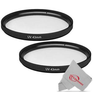 2 Pcs 43mm UV Ultraviolet Haze Glass Filter for Canon EF-M 22mm 28mm STM Lens