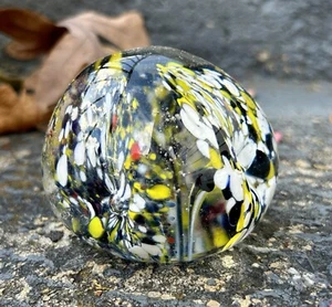Floral Paperweight Blue White Flowers Small 2.25" - Picture 1 of 5