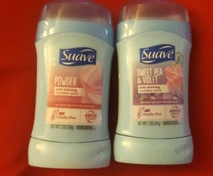 4  PACK SUAVE  POWDER & SWEET PEA & VIOLET   INVISIBLE SOLID  48H PROTECTION - Picture 1 of 5