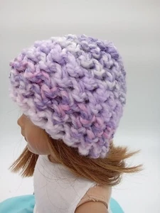 Gorro de ganchillo grueso lavanda 18" ropa para muñeca se adapta a American Girl hecho a mano - Imagen 1 de 3