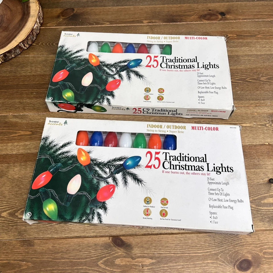 Home Accents 25 Multicolor Christmas String Light Set Lot 2 TESTED - Image 1 of 4