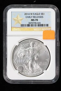 2014-W Silver Eagle NGC MS70 Early Releases West Point Paper 3WMI - Picture 1 of 4