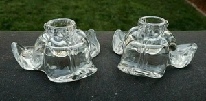 Crystal Duncan & Miller Pair American Way Leaf Candle Holder Set - Picture 1 of 5