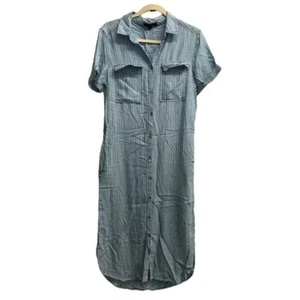 Samt Herz blau weiß gestreift Knopfleiste Taschen Kleid Small - Bild 1 von 3