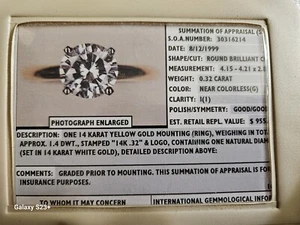 ZALES 14K Gold Natural Diamond Solitaire Engagement, .8 Grams Sz. 5.75, IGI Cert - Picture 1 of 1