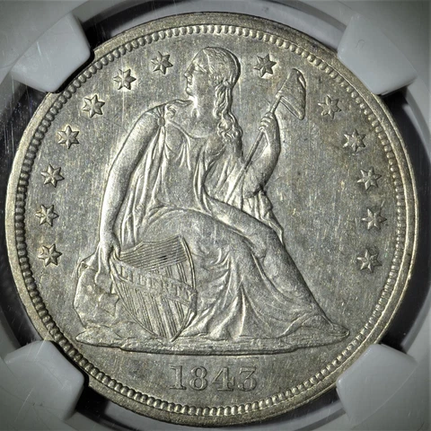 1843 Seated Liberty Dollar NGC AU55    s-0147 Cover