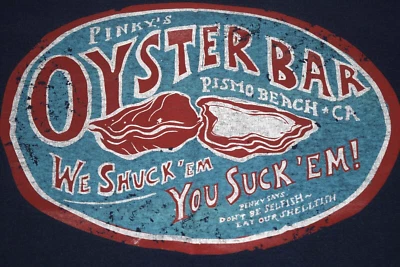 Camiseta Vintage Pinkys Oyster Bar Pismo Playa Talla XS/S 80s We Shuck You Suck Foto 1 de 4