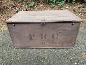 RARE WWI US Army Medical & Surgical Chest Med Dept pressed steel Patent 1910 - Picture 1 of 11