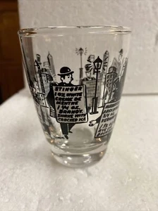 Bartender's Liquor Recipe Mixer Glass 5oz With 6 Different Drinks Black & White - Picture 1 of 9