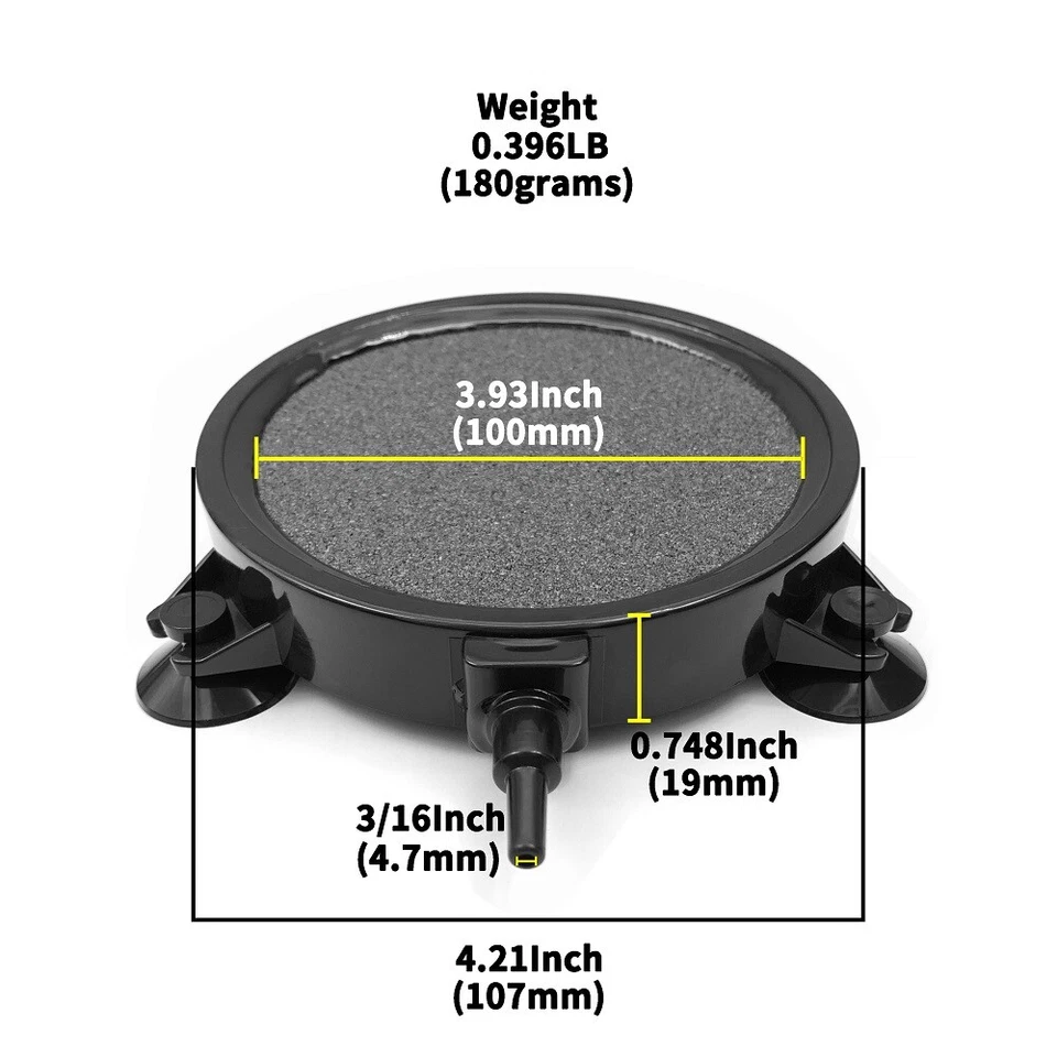 Камень воздушный с присосками для аквариума и гидропоники диск 4,2 дюйма x 0,8 дюйма - Изображение 1 из 4