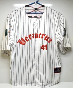 Camiseta de béisbol de las ligas negras Azules Veracruz #41 blanca para hombre 4XL 60" manchas en el pecho - Imagen 1 de 15