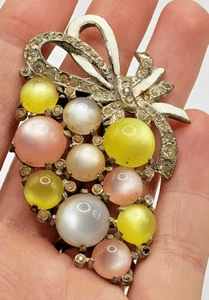 Antike Coro Moonglow Schal Clip Gelee Traube Brosche Anstecknadel 3 Zoll Emaille - Bild 1 von 2