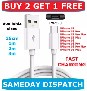 Cable Tipo C Calidad Cargador Rápido USB C Plomo Largo Para iPhone 15 16 Pro Max Plus - Imagen 1 de 8