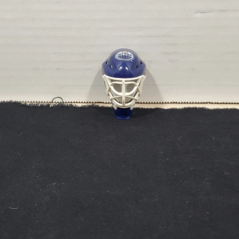 NHL Edmonton Oilers 2" Mini Hockey Goalie Helmet Face Mask Dark Blue White Cover